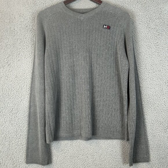 Vintage Abercrombie Fitch Sweater Mens Size L Gray AF-92 Ribbed Pullover NWOT - Picture 1 of 5